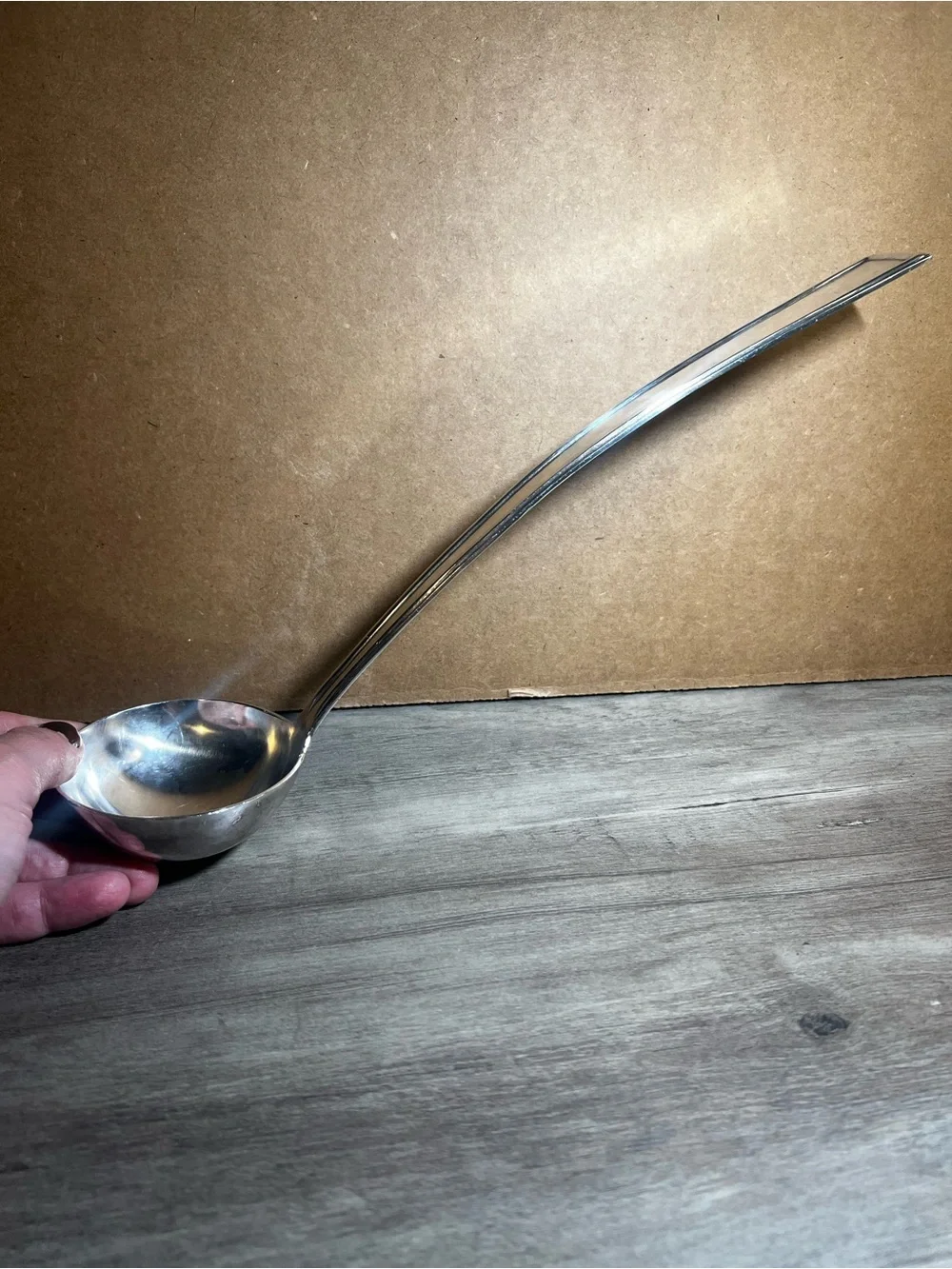Vintage Polished Silver Plated Serving Ladle Spoon